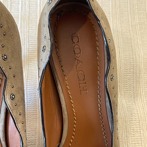 Coach Suede & Leather Embellished Waverly Pumps Gray Size 8 - Picture 4 of 15